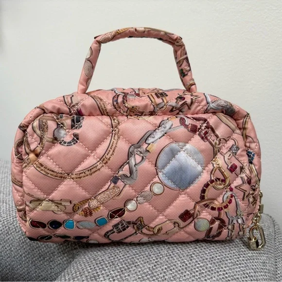 MZ Wallace x Marla Aaron Pink Lock Print Accordion Jewelry Case Bag - Picture 5 of 16